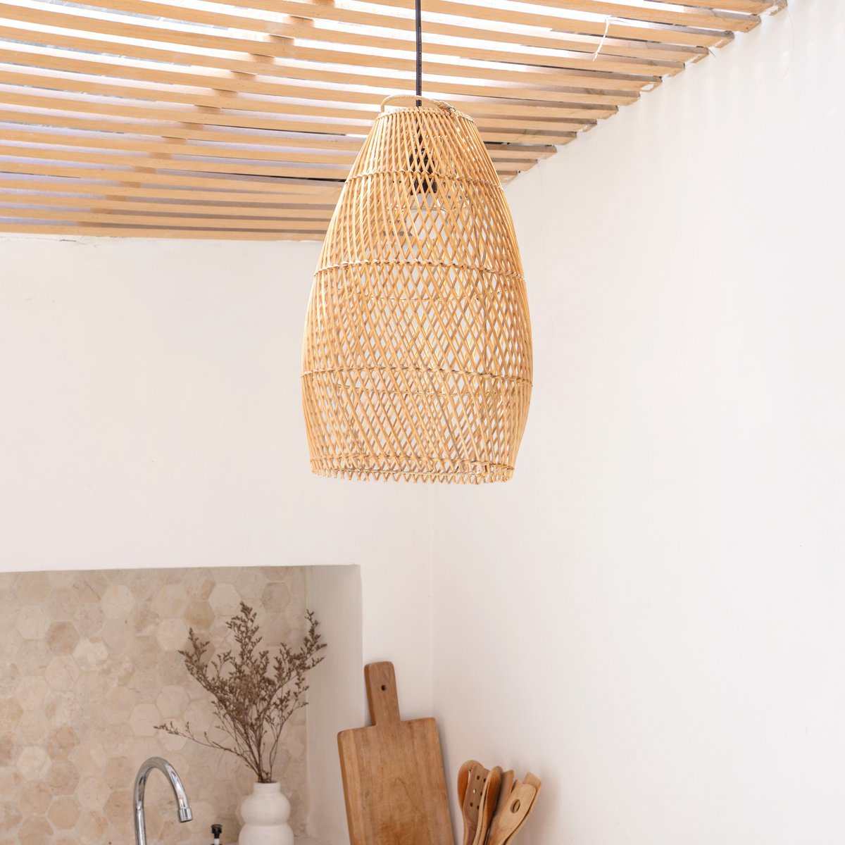 Rotan plafondlamp Boho lampenkap - ELL7