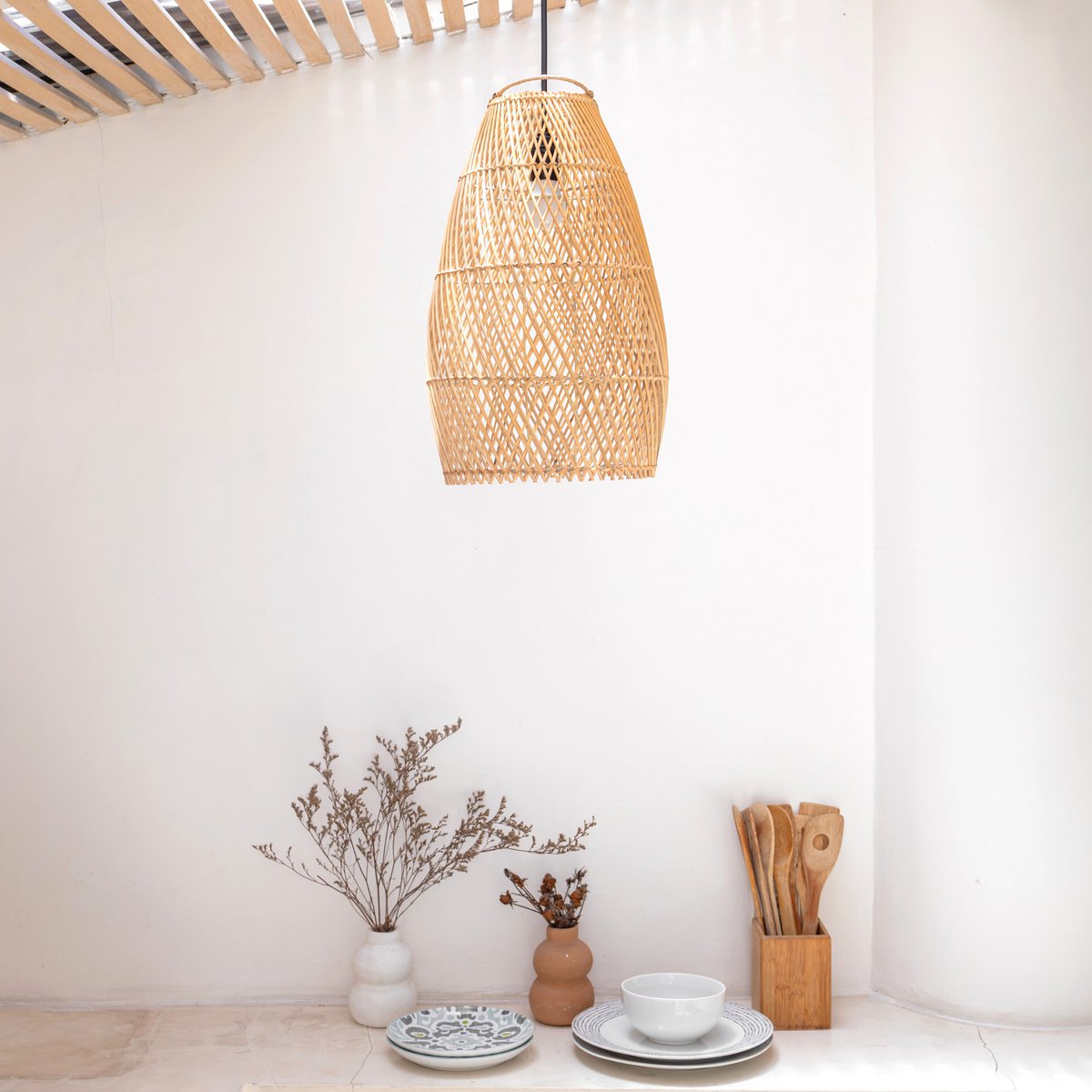 Rotan plafondlamp Boho lampenkap - ELL7